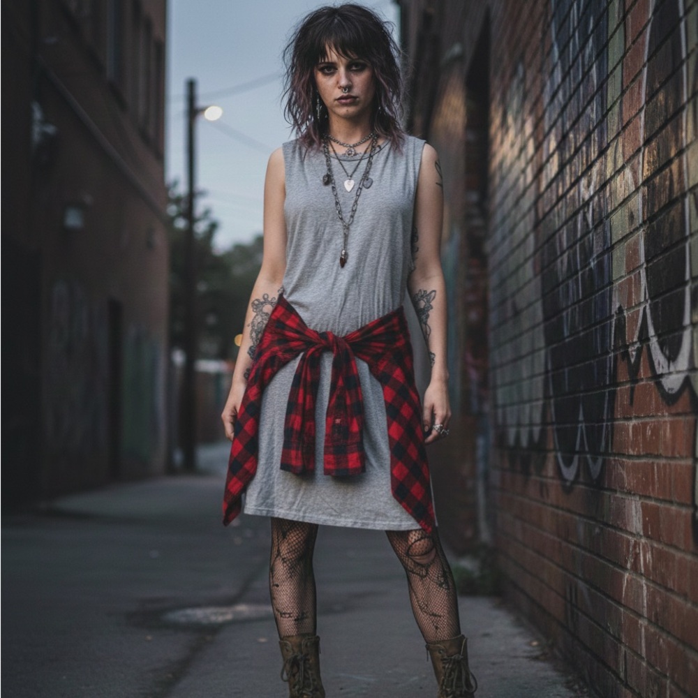 H&M Divided Grunge Heather Gray Sleeveless Long Tunic Tank Top Muscle Tee S